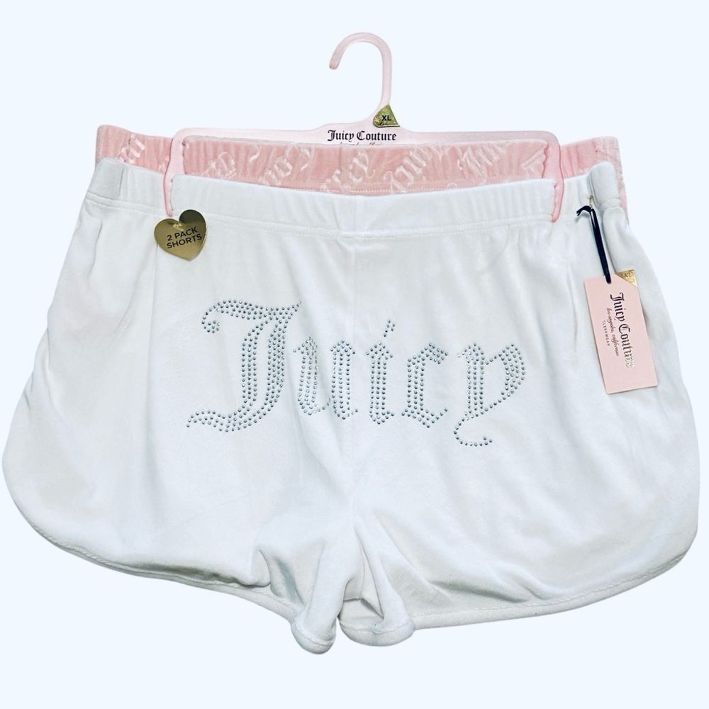 Juicy Couture Pink 2 Pack Lounge Short w/ Rhinestone Detail and Embossed Logo XL